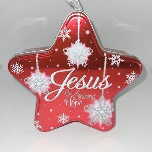 Jesus Our Shining Hope Star-Shaped Candy Tin * Snowflake * Christmas Gift Tin